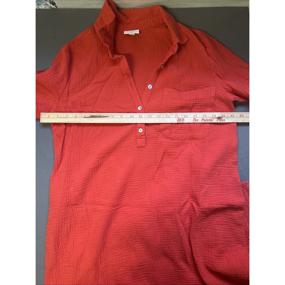 J. Jill Women's Solid Orange Cotton Dress Size M Oversized Pockets 3/4 Sleeve - Picture 7 of 8